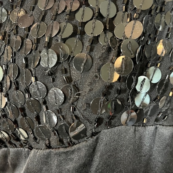 Nanette Lepore Vintage Y2K 90s 2000s SILK Black Sequins Mini Dress Sheer Overlay - Picture 7 of 10